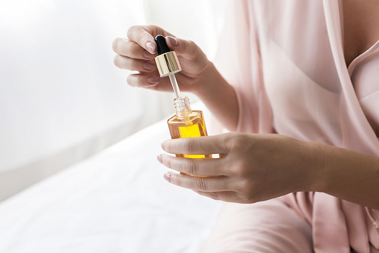 Moisturizer in a bottle preparing morning routine